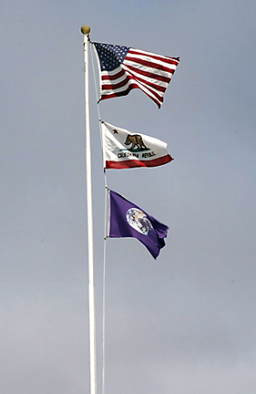 earth flag on flagpole