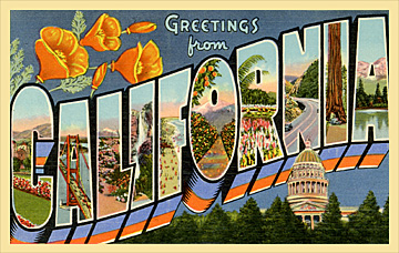 Greetings from California vintage postcard