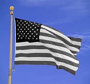 black and white american usa flag