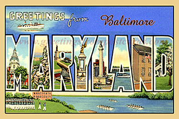 greetings from maryland baltimore vintage postcard