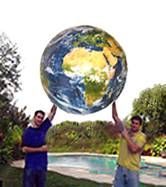 Holding Giant Earth Globe