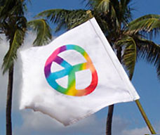 small peace symbol rainbow flag banner